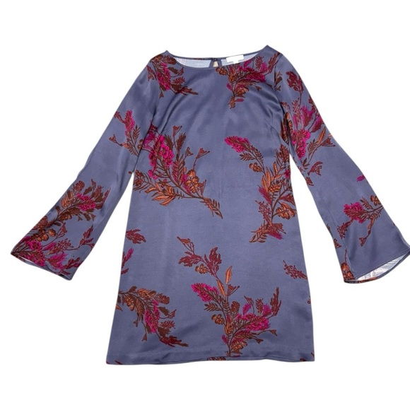 Leith Lavender Floral Satin Shift Dress Size Large, Purple Pink Floral Dress - Picture 12 of 12